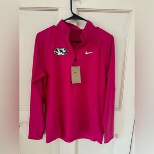 Women’s Hot Pink Nike Dri-Fit Mizzou Long Sleeve Half Zip